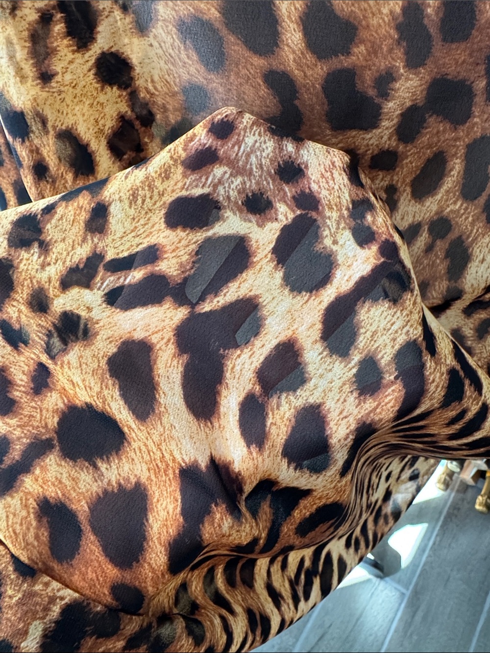 Liz Claiborne Leopard Print Sheer Blouse in Brown and Black - Picture 8 of 10